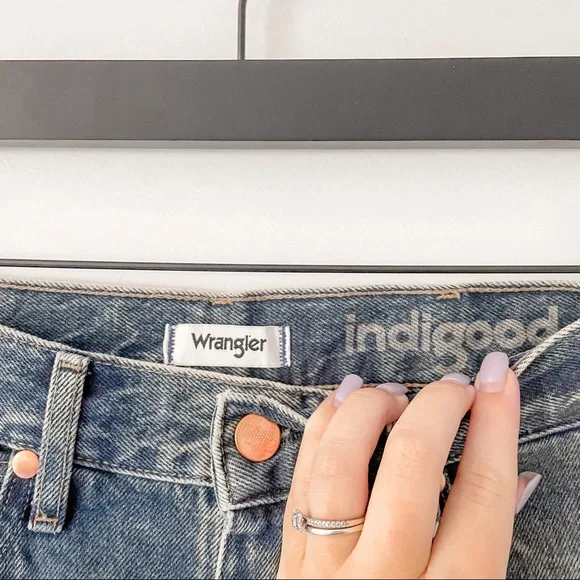 NWT Wrangler x Free People Wild West High Rise Straight Jeans Peach Tint - Picture 5 of 13